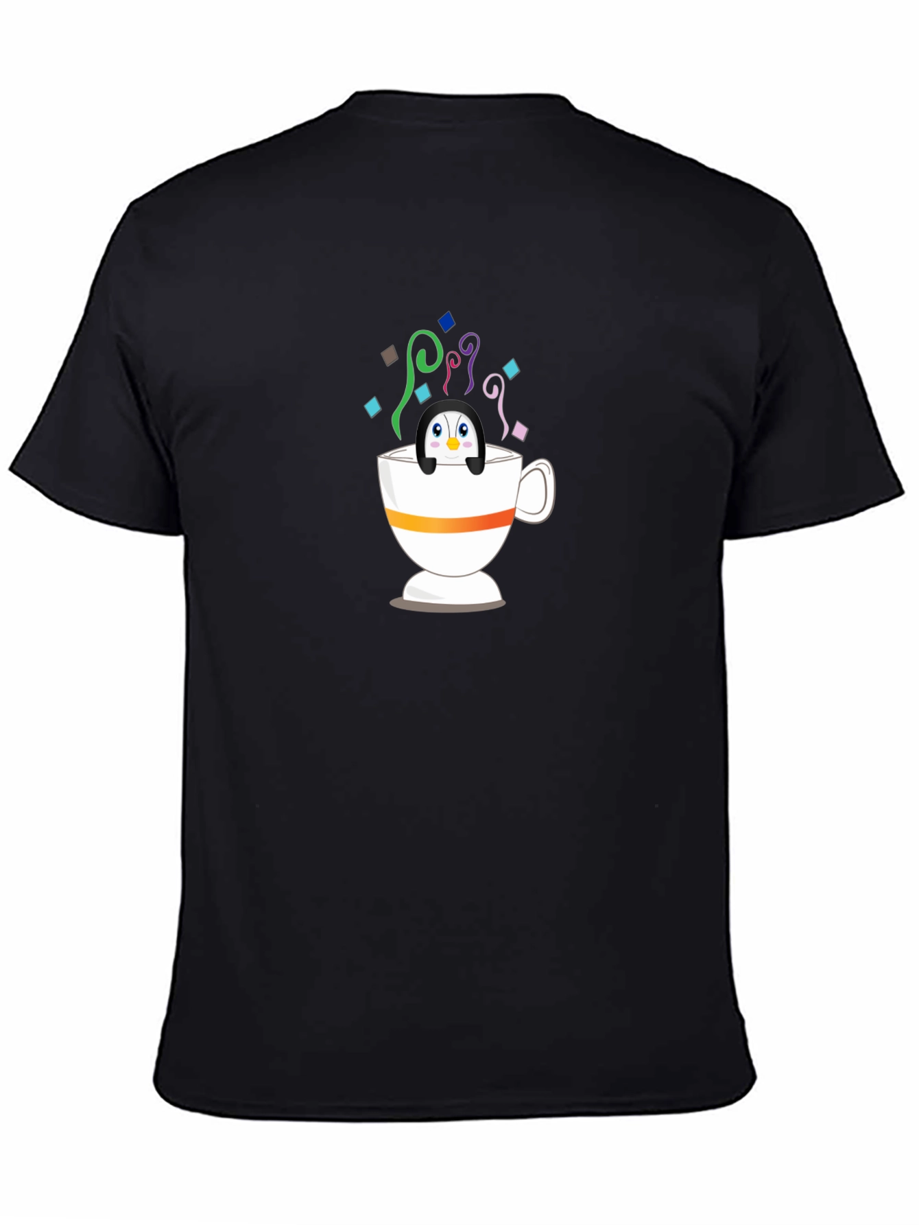 Black Penguin in Teacup Graphic Tee - Whimsical & Fun! view 4
