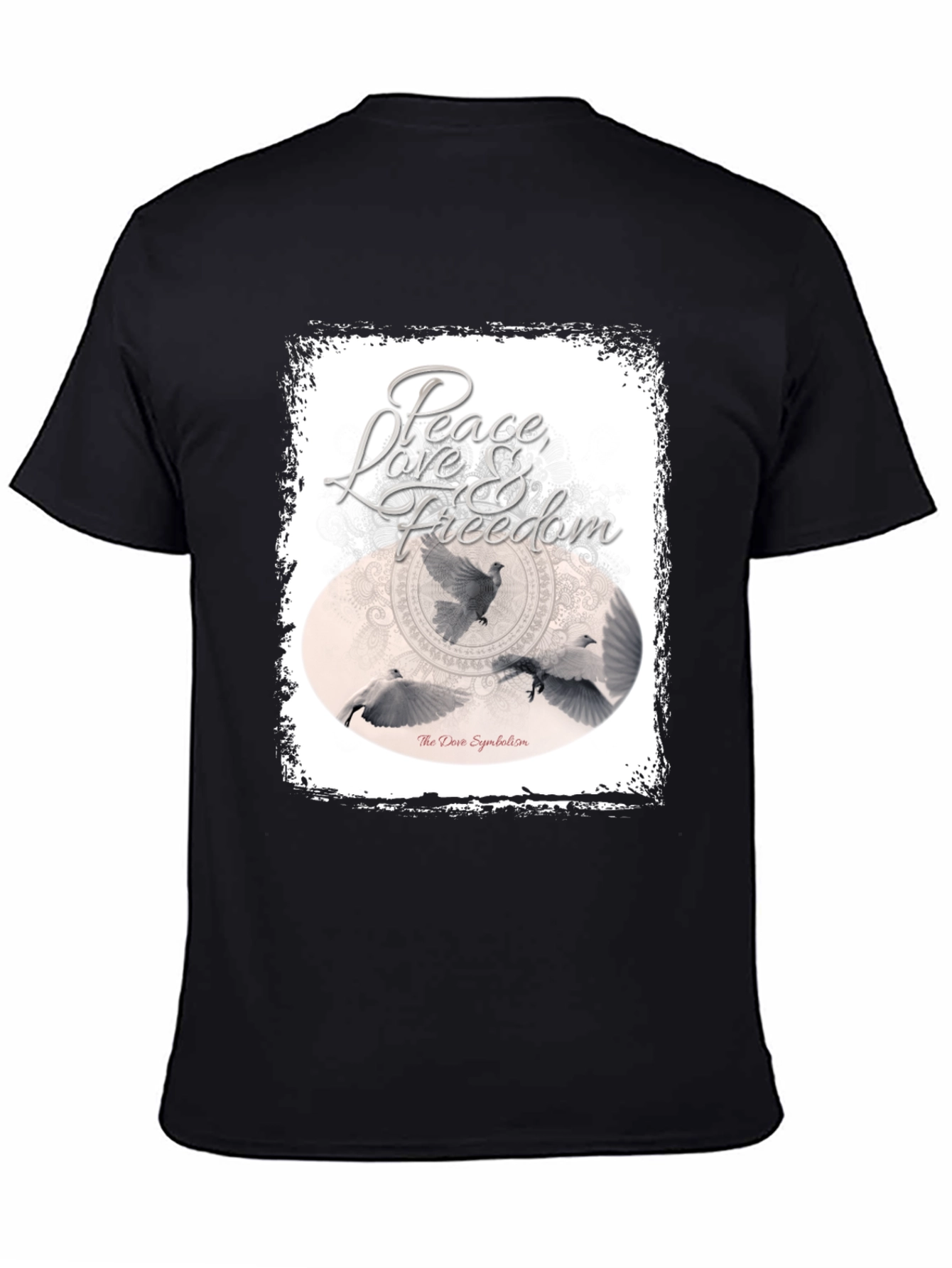 Black Peace Love Freedom Dove Graphic T-Shirt view 4