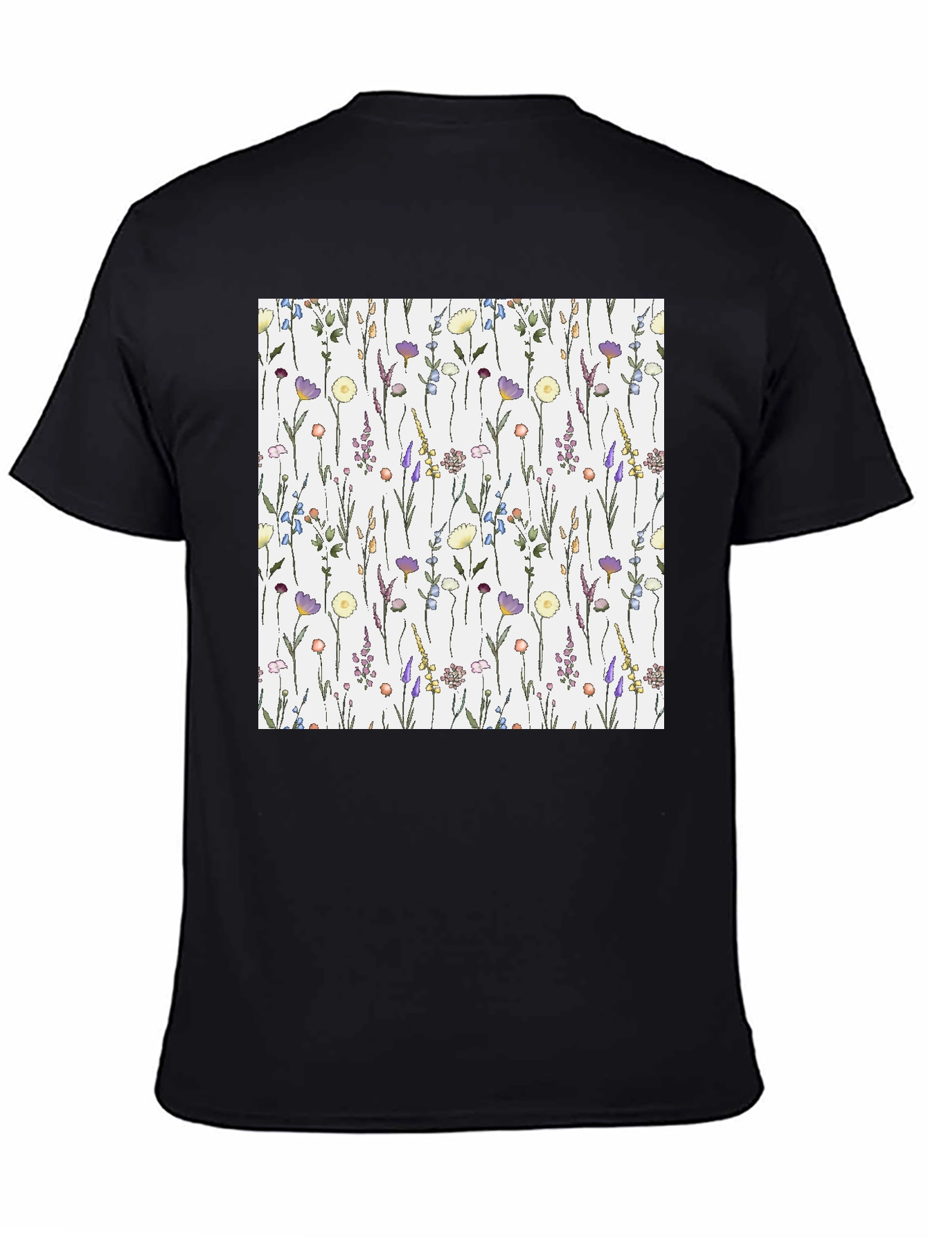 Black Floral Pattern T-Shirt - Soft Cotton Blend view 4