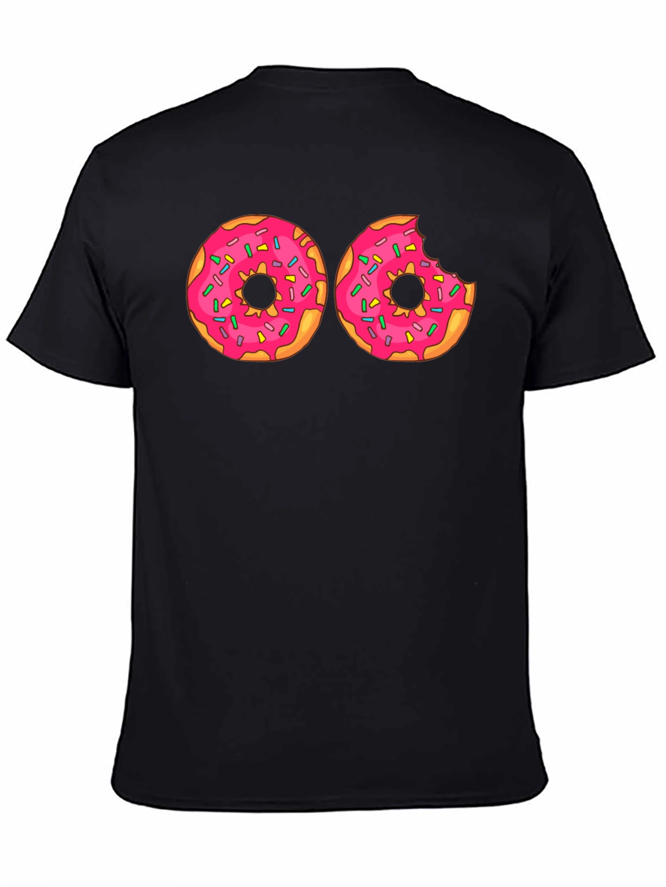 Black Donut Graphic T-Shirt - Pink Frosted Donuts Tee view 4
