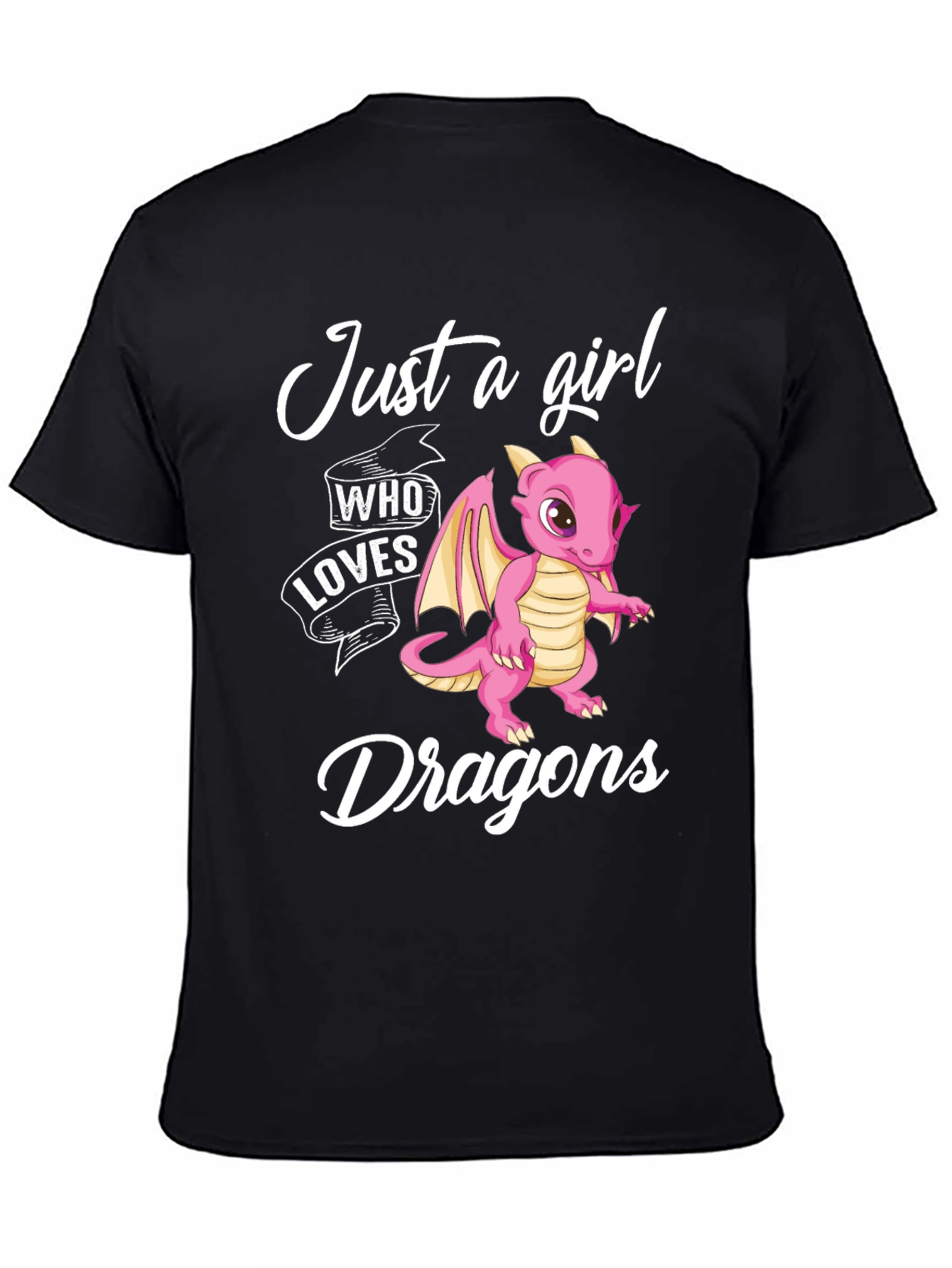 Black Just a Girl Who Loves Dragons T-Shirt view 4