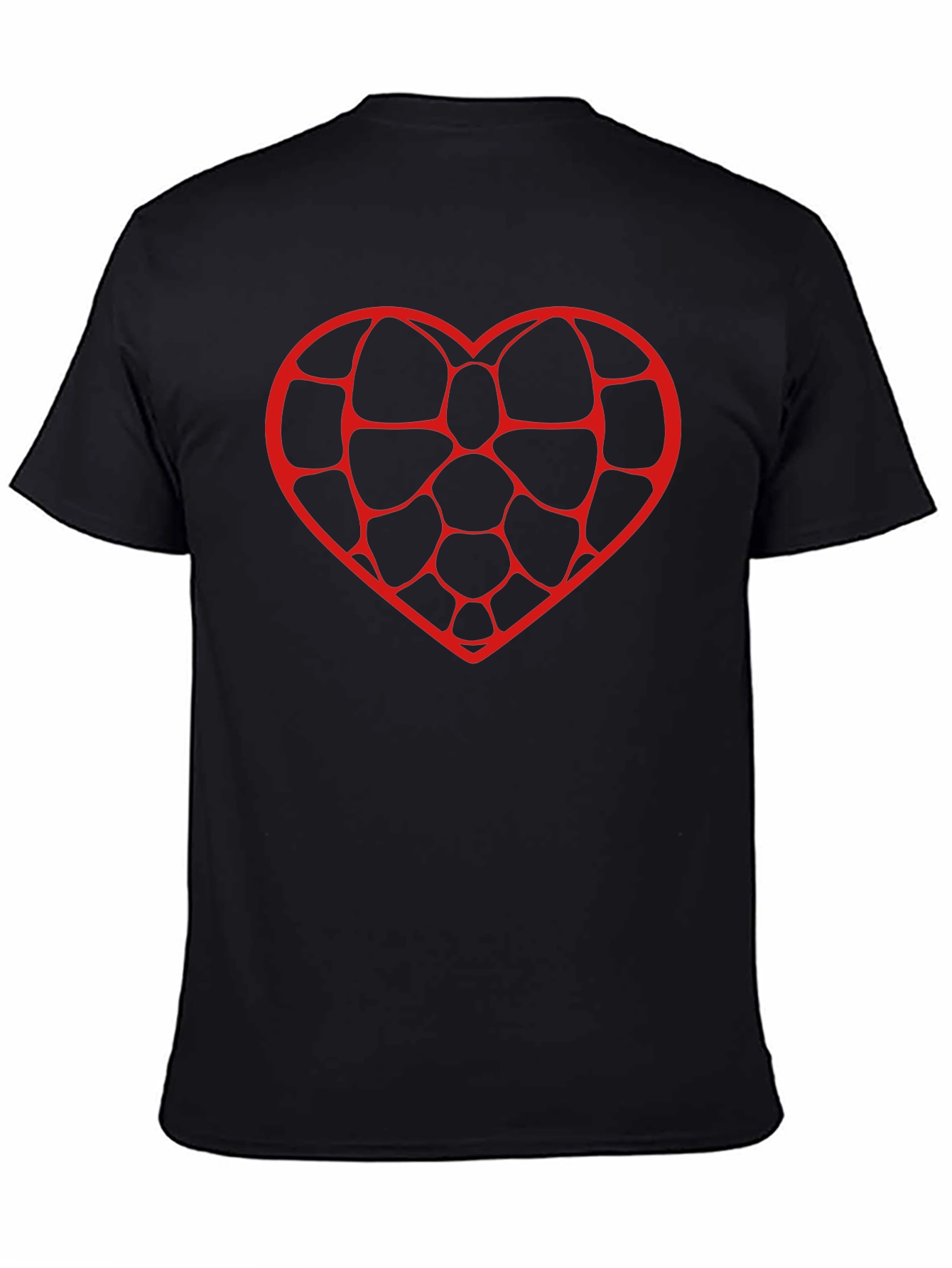 Black Geometric Heart Graphic Tee - Men's Black T-Shirt view 4