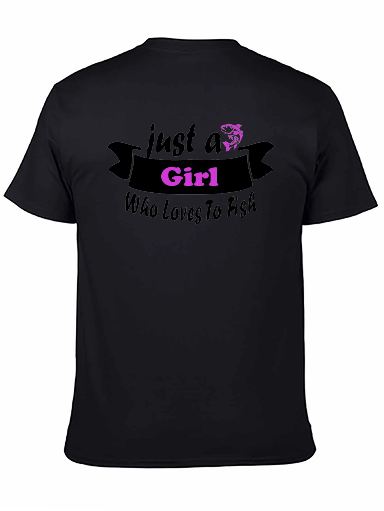 Black Just a Girl Who Loves to Fish T-Shirt view 4