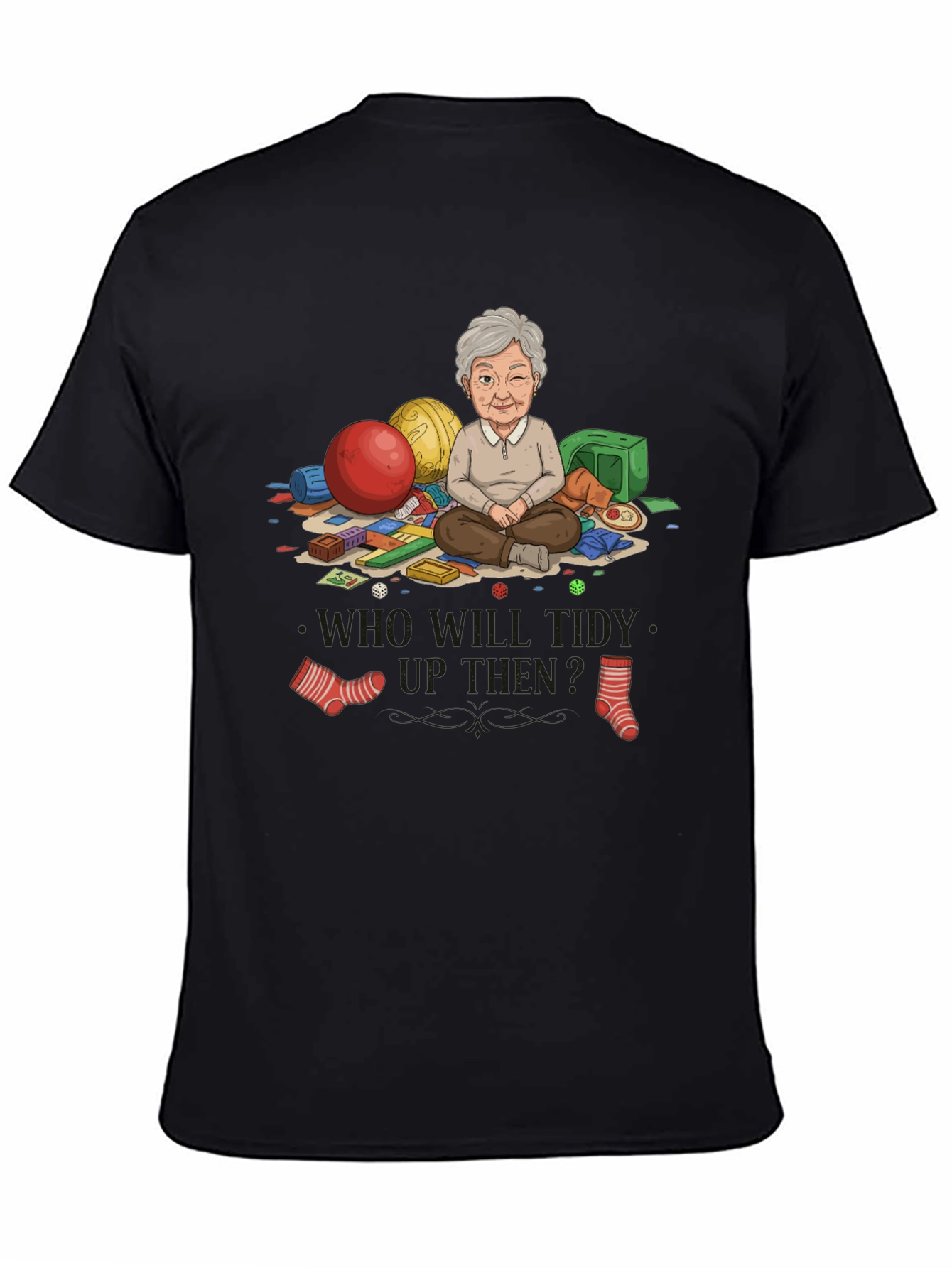 Black Grandma Tidy Up Graphic T-Shirt view 4