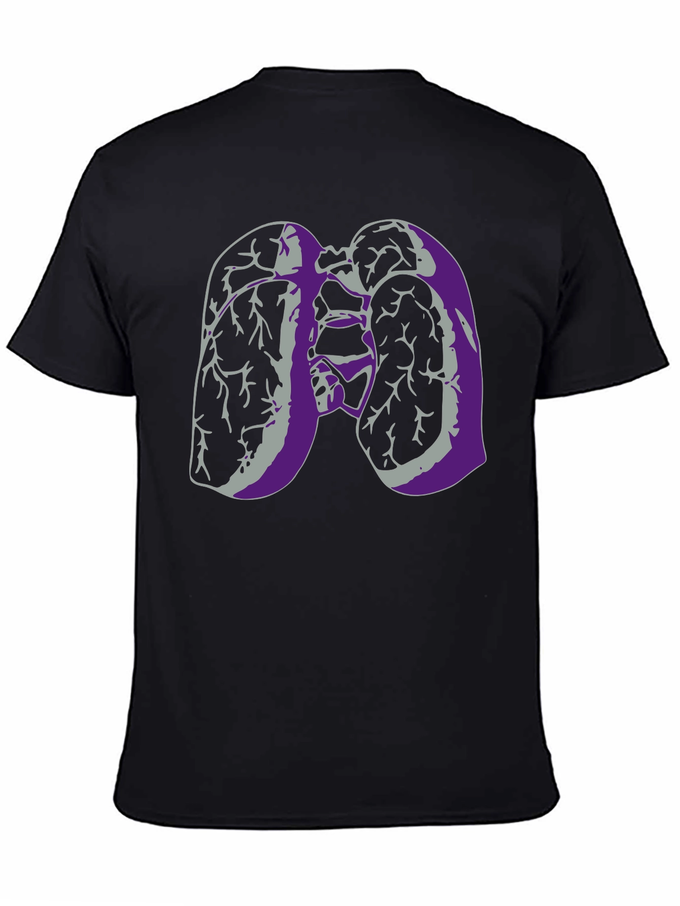 Black Lung Anatomy Graphic Print Black T-Shirt view 4