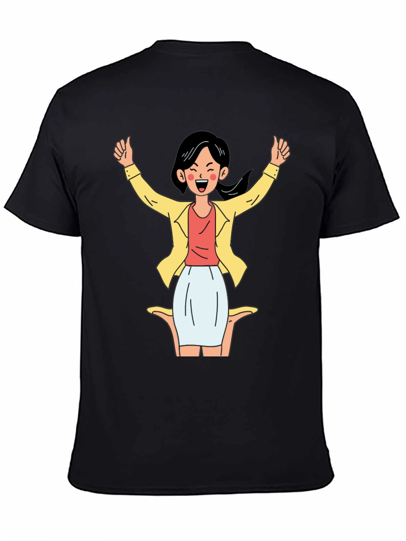 Black Black T-Shirt with Cartoon Woman Graphic view 4