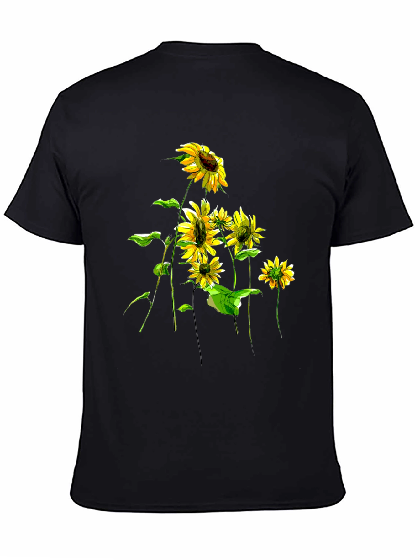 Black Sunflower Graphic Tee - Stylish Black T-Shirt view 4