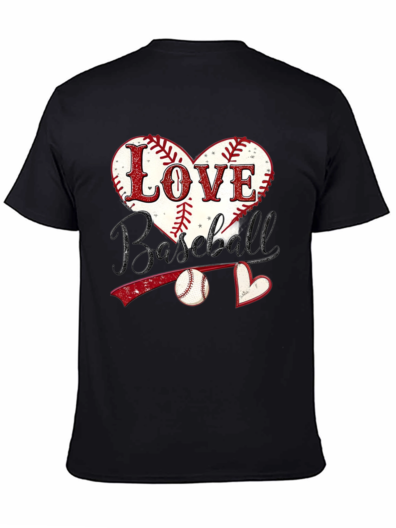 Black Love Baseball Graphic T-Shirt view 4