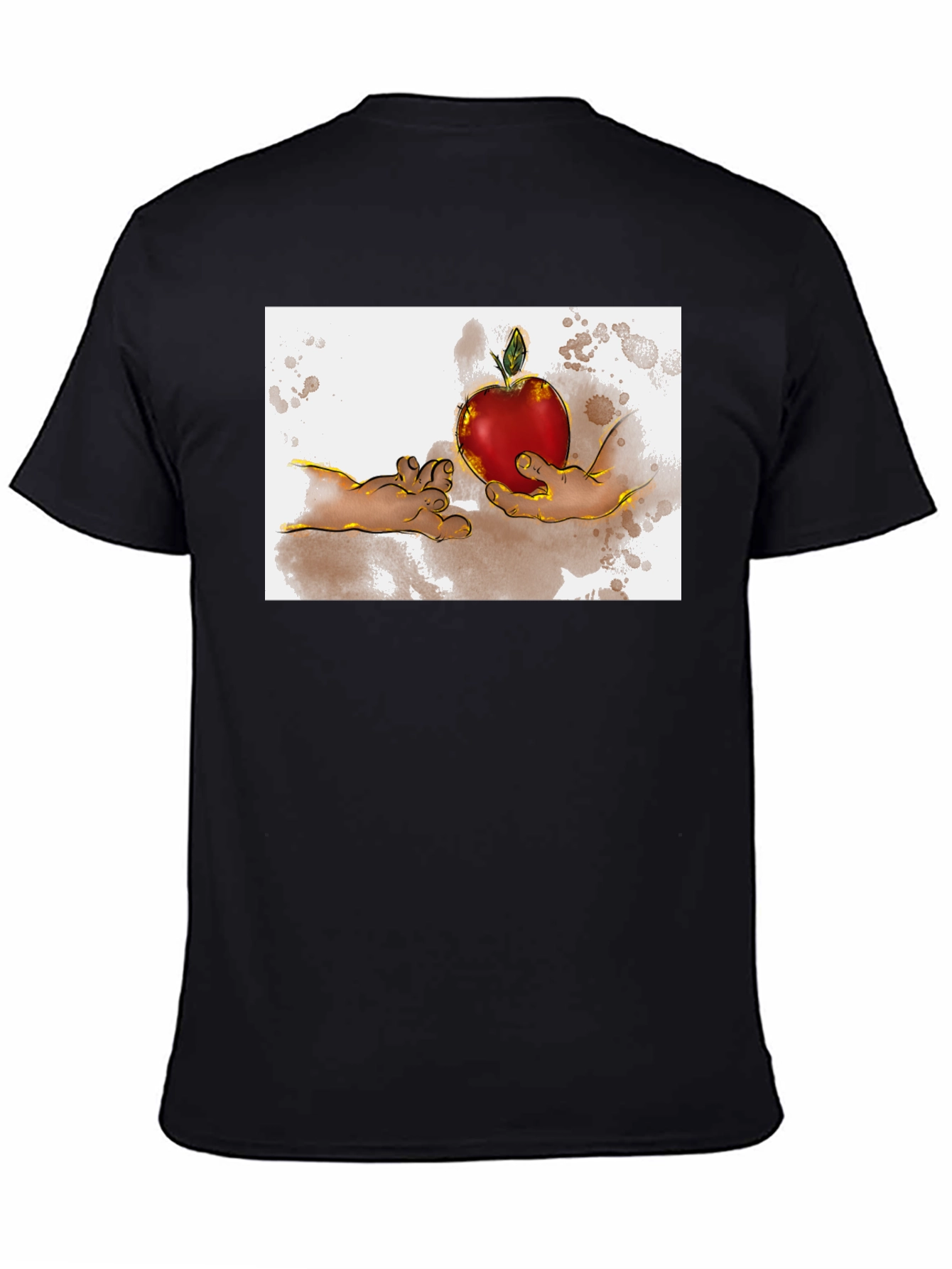 Black Creation of Adam Apple Graphic T-Shirt view 4