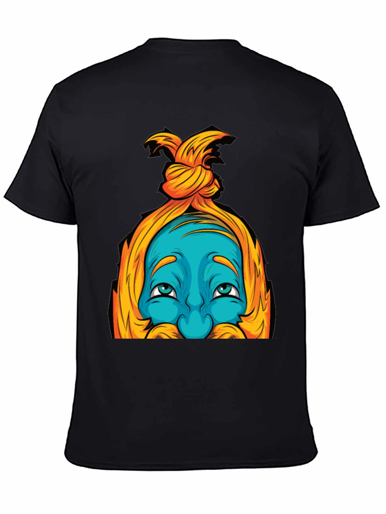 Black Blue Cartoon Face Graphic T-Shirt view 4