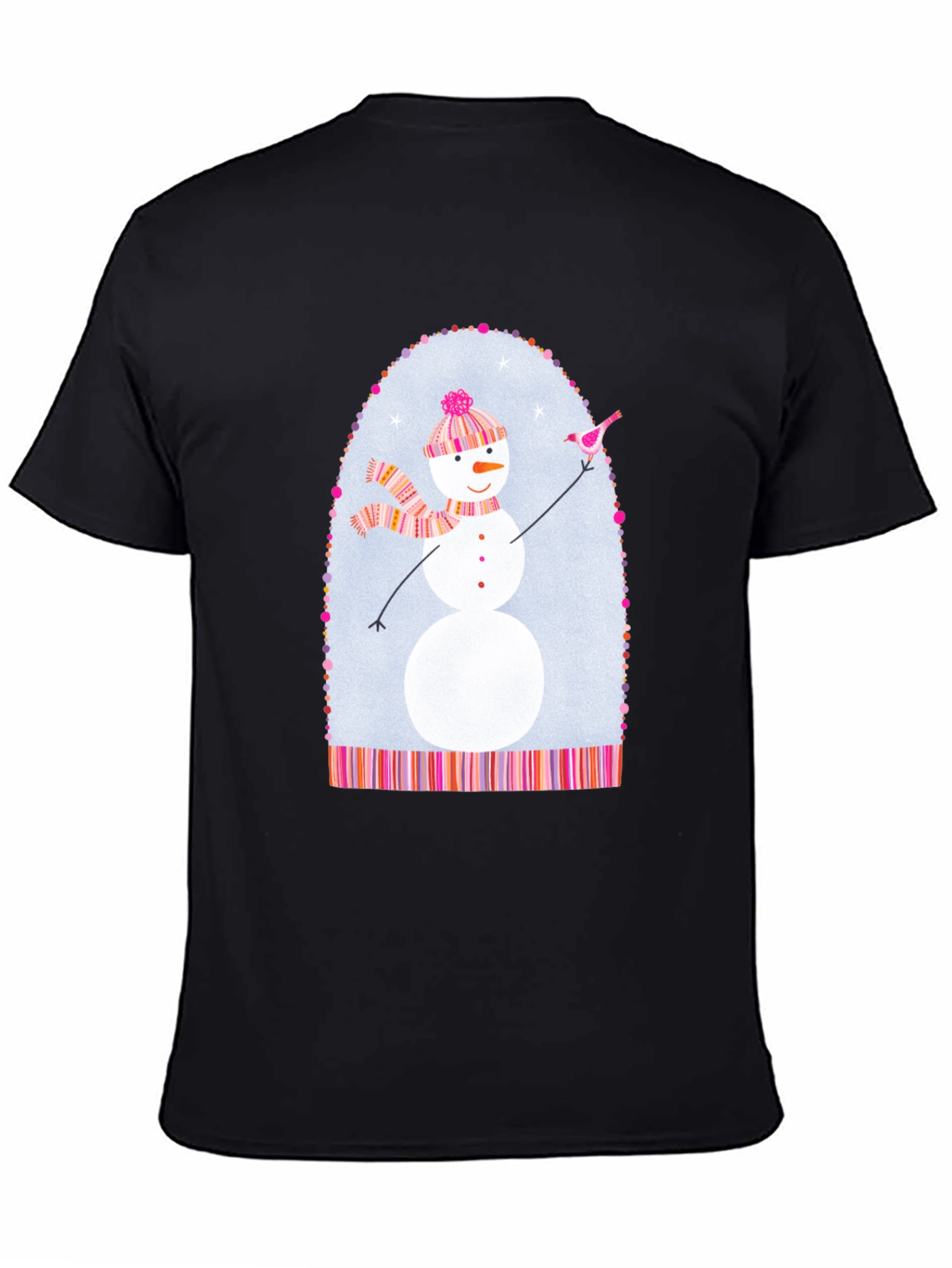 Black Snowman Graphic Tee - Festive Holiday Shirt view 4