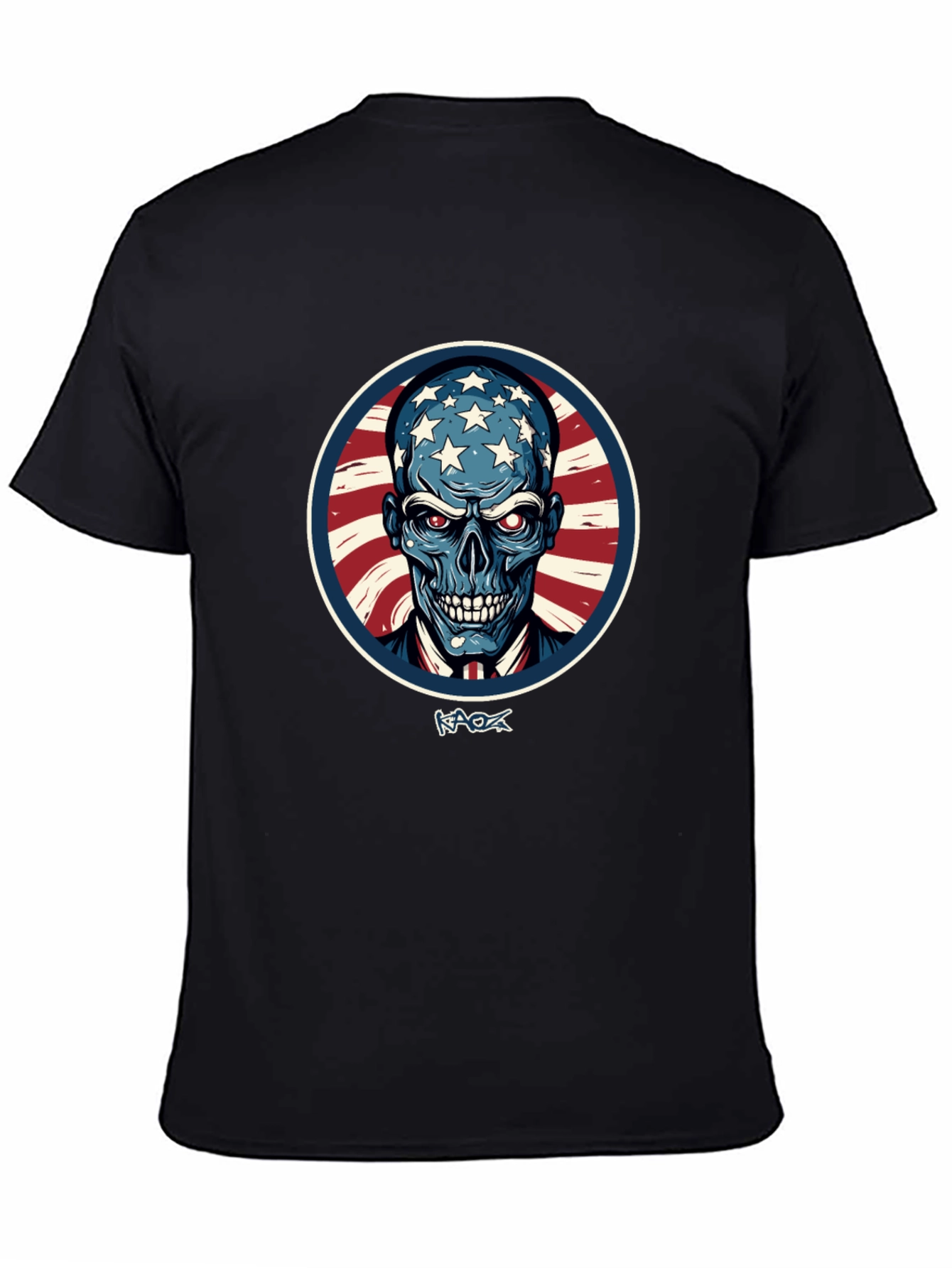 Black American Patriot Skull Graphic T-Shirt view 4