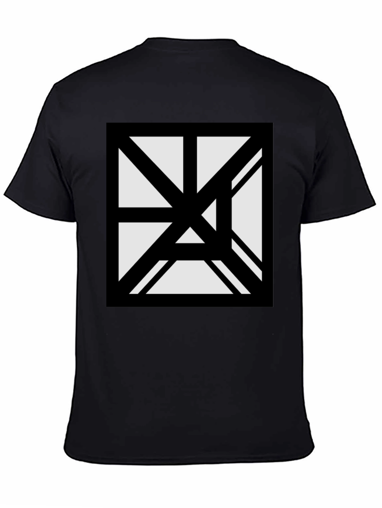 Black Abstract Geometric Graphic Black T-Shirt view 4