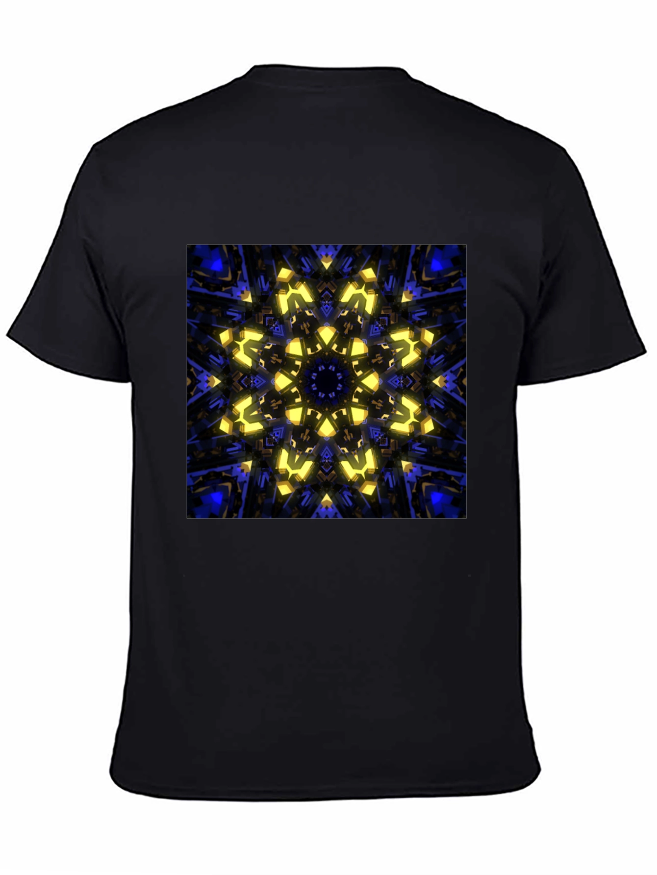 Black Abstract Kaleidoscope Graphic Print Black T-Shirt view 4