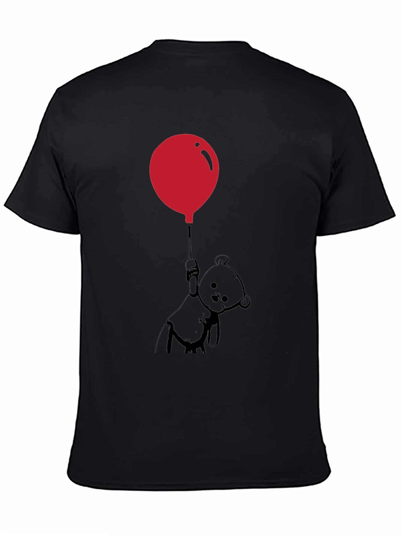 Black Whimsical Teddy Bear Balloon Graphic Tee - Black view 4