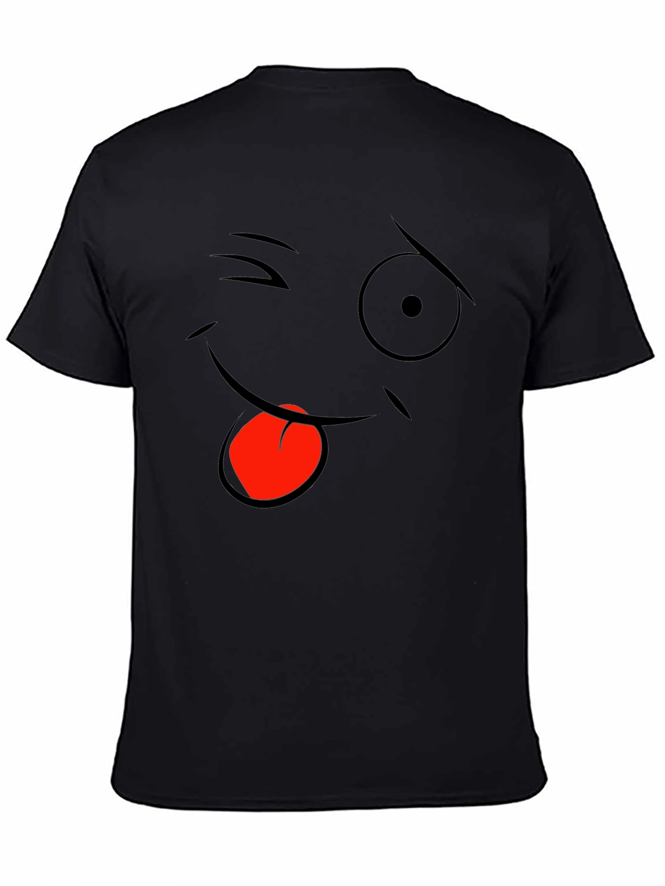Black Funny Face Graphic Black T-Shirt view 4
