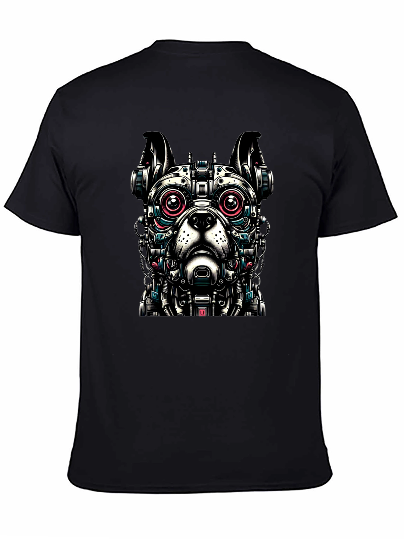 Black Robot Dog Graphic T-Shirt - Unique Design view 4