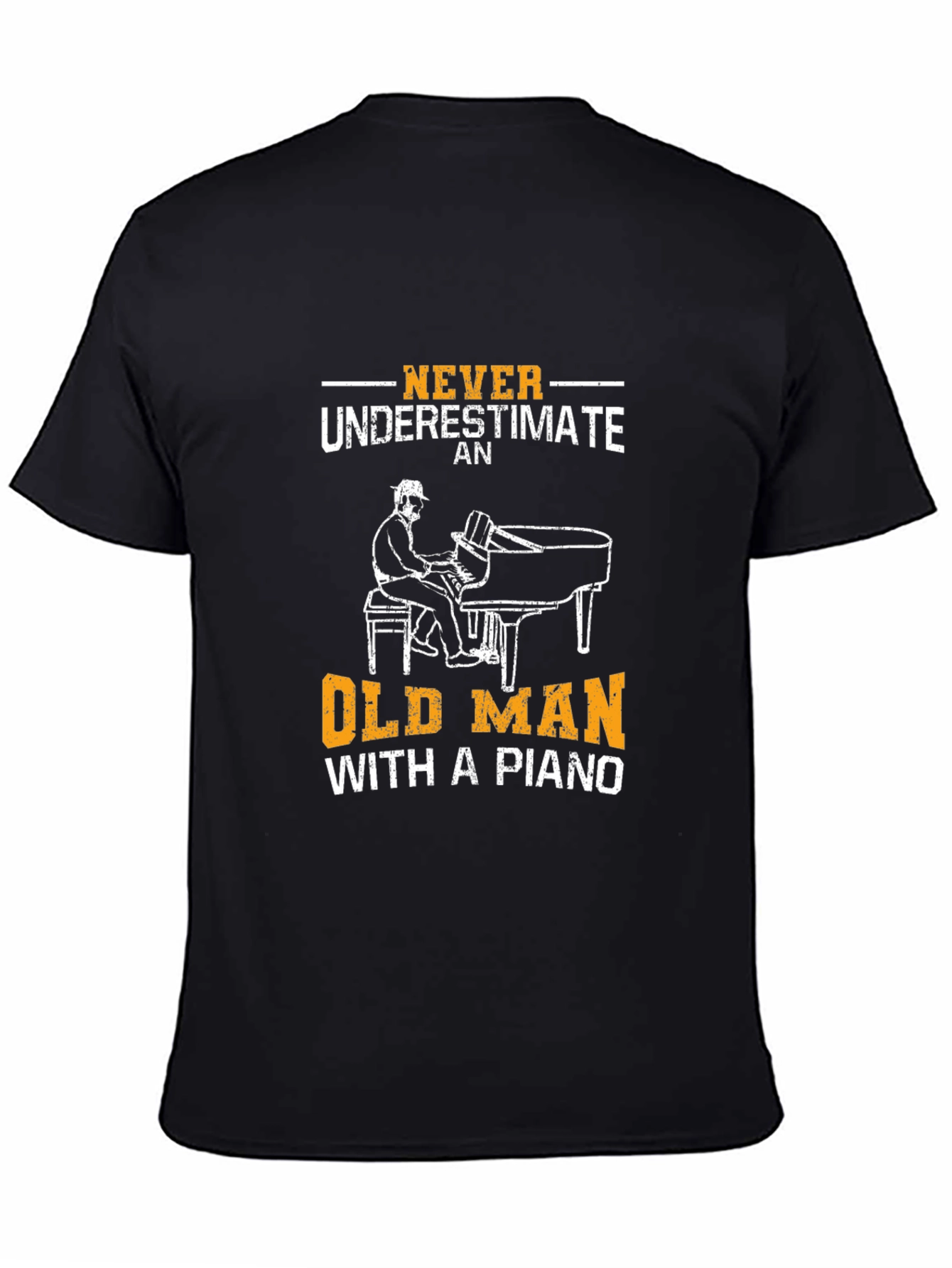 Black Old Man Piano Player Graphic T-Shirt view 4