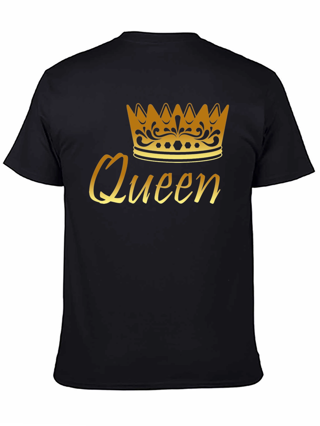 Queen Crown Graphic Tee - Gold Print Black T-Shirt - 4