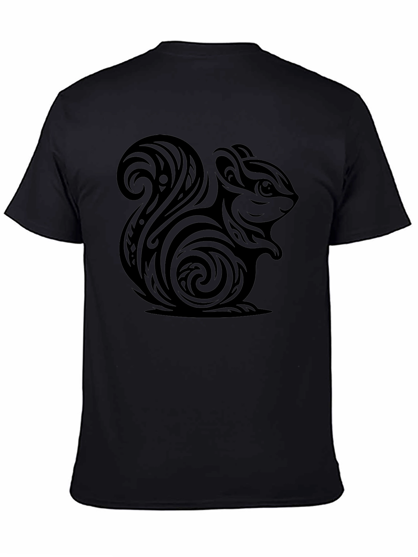 Black Tribal Squirrel Graphic Tee - Modern Black T-Shirt view 4
