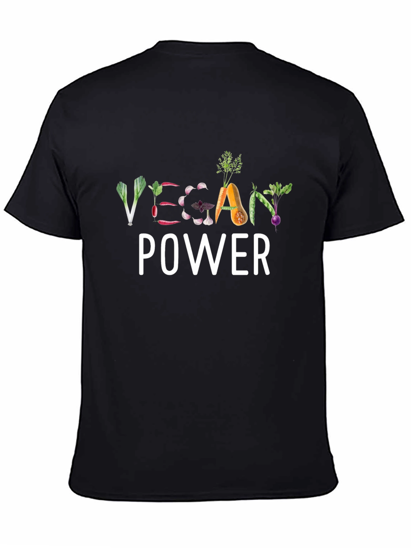 Black Vegan Power T-Shirt - Stylish Plant-Based Apparel view 4