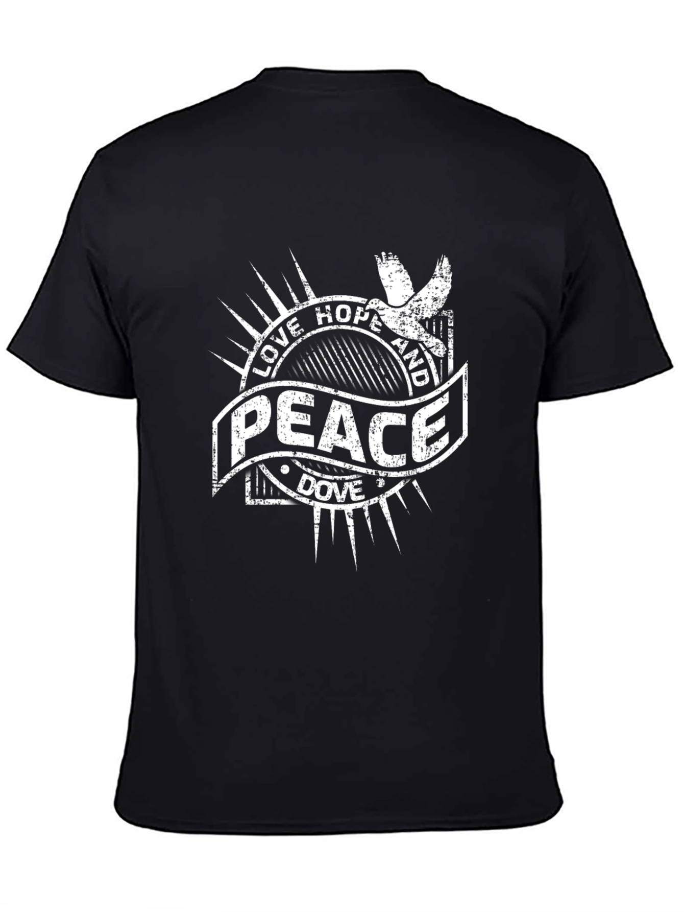 Black Love Hope Peace Dove Graphic T-Shirt view 4
