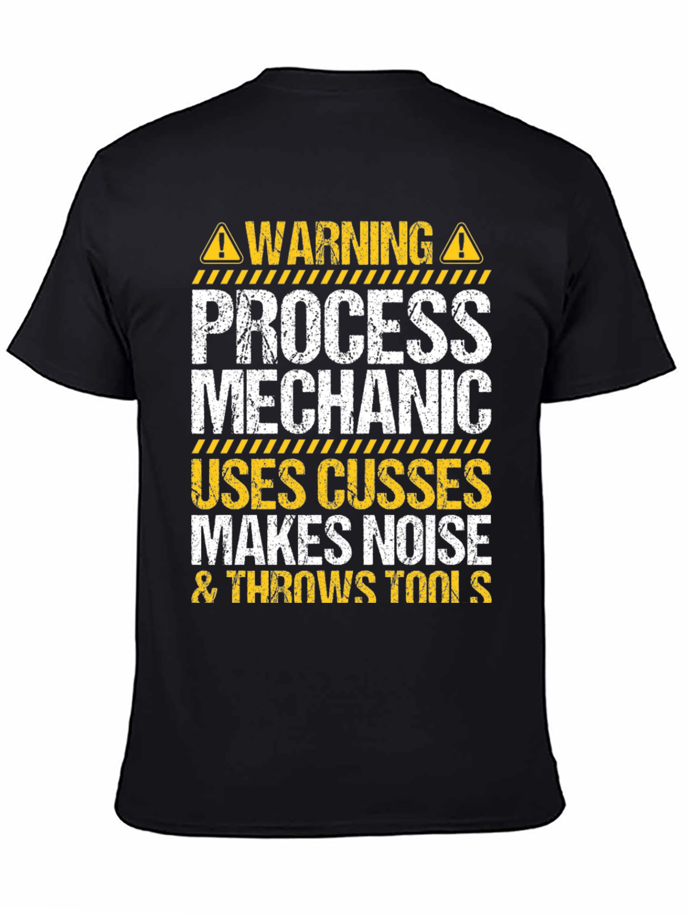Black Process Mechanic Warning Graphic T-Shirt view 4