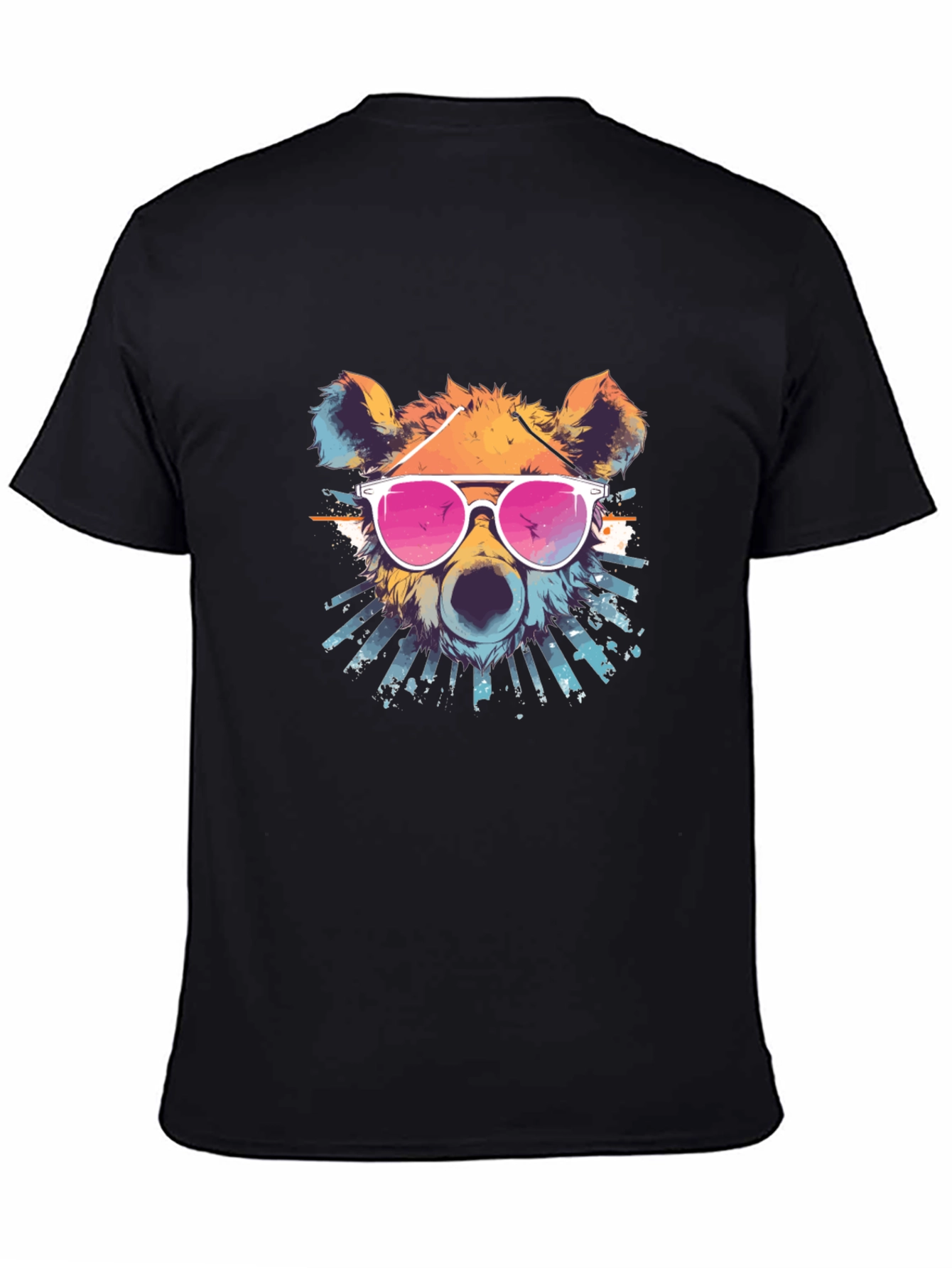 Black Cool Bear Graphic T-Shirt - Unisex Black Tee view 4