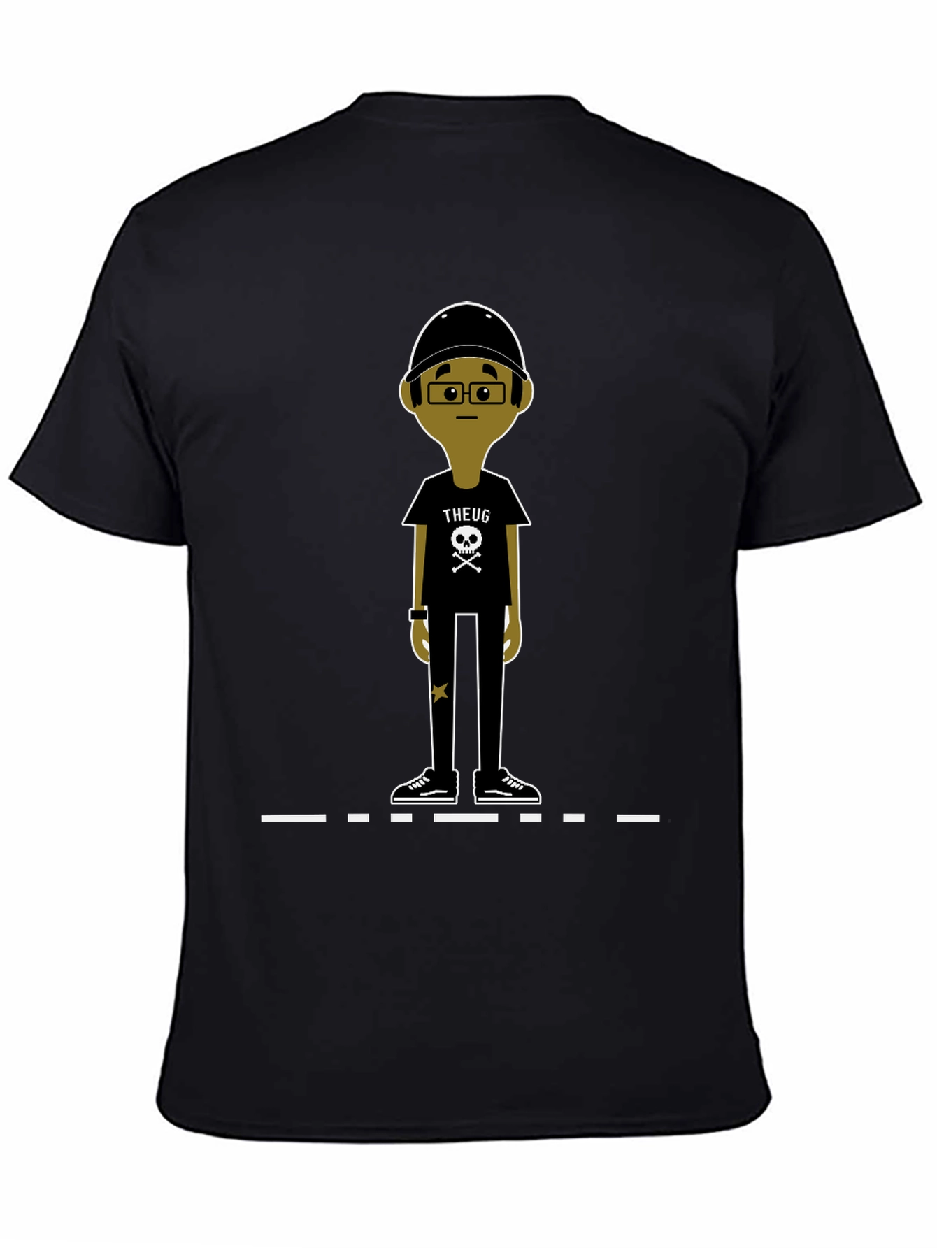 Black Unique Cartoon Character Graphic Black T-Shirt view 4