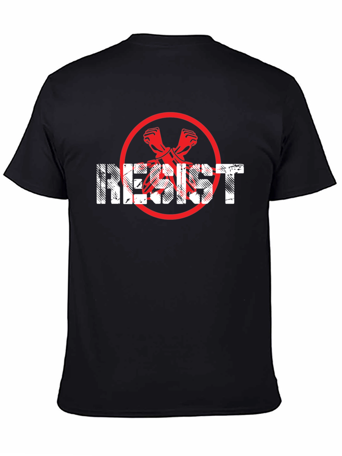 Black Resist Graphic Tee - Black Crew Neck Cotton T-Shirt view 4