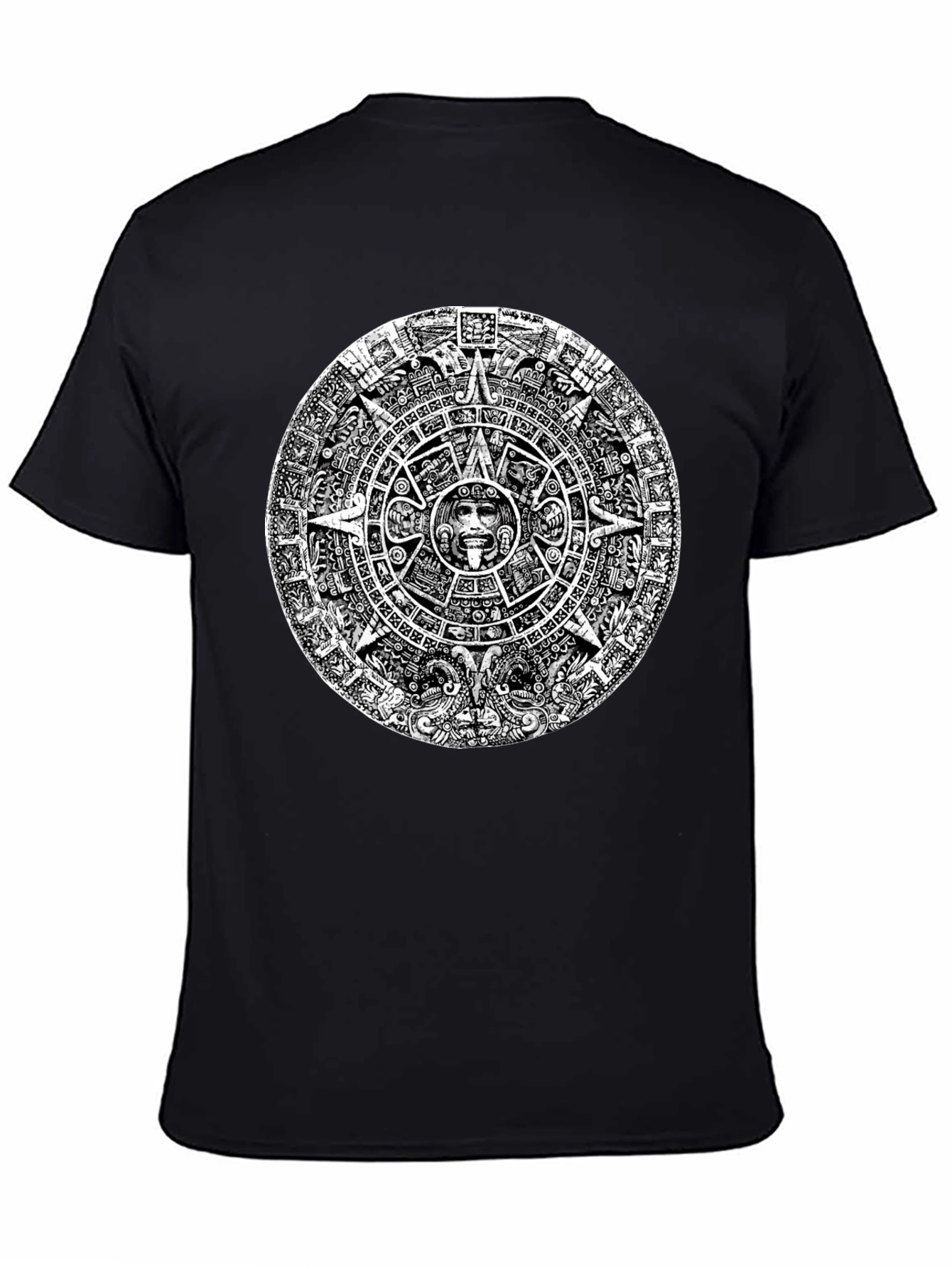 Black Aztec Calendar Graphic Tee - Black view 4