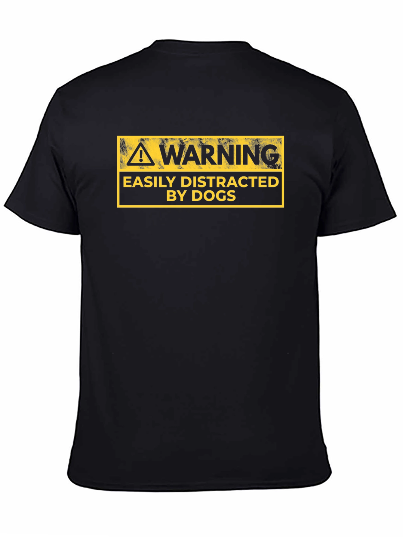 Black Warning Easily Distracted By Dogs Graphic Tee view 4