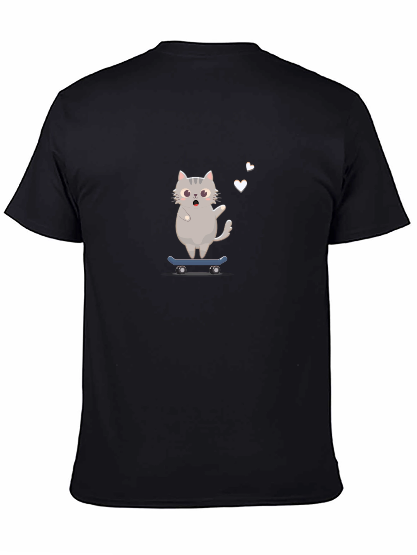 Black Skateboarding Cat Graphic Tee - Black T-Shirt view 4