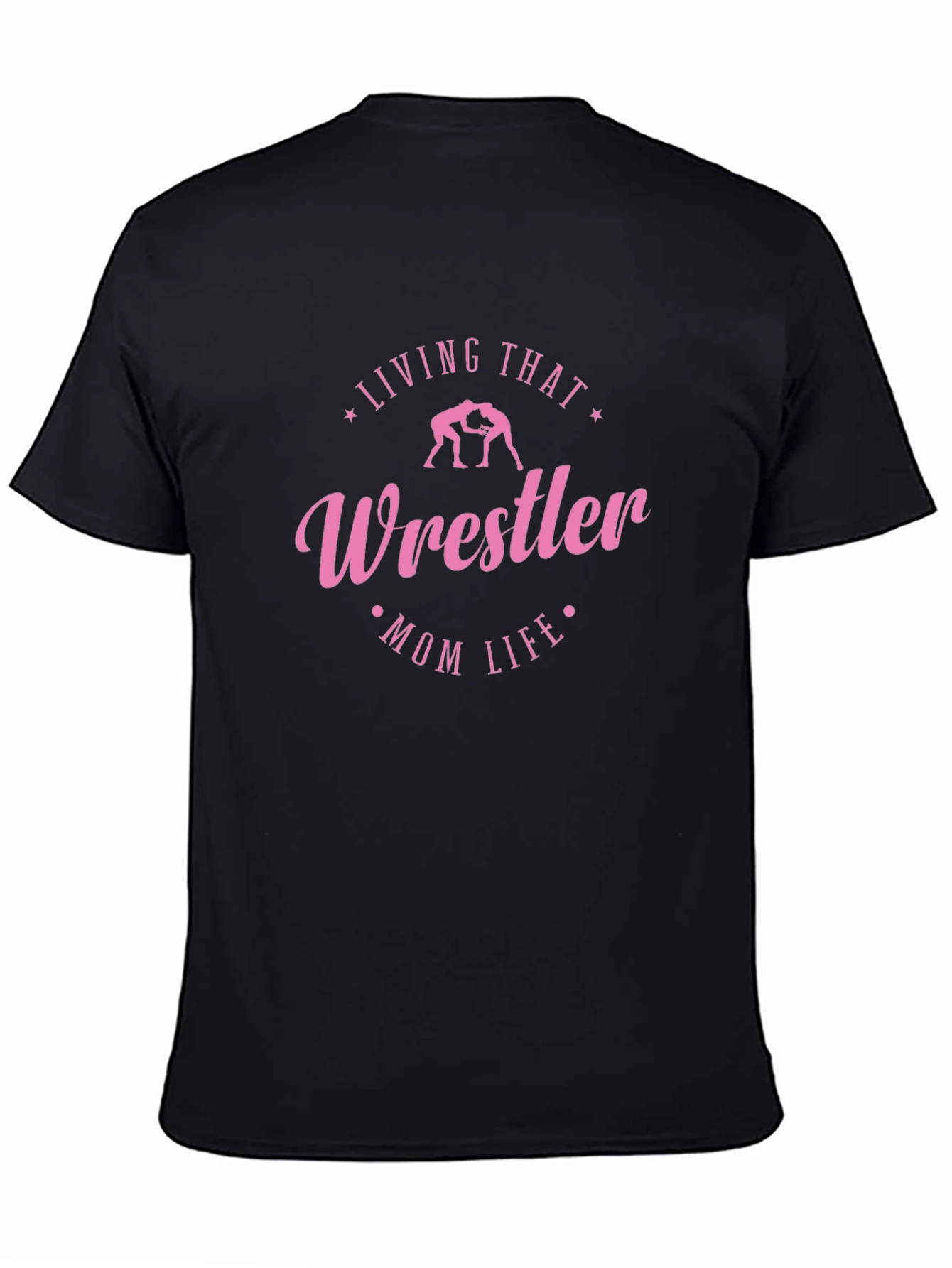 Black Wrestler Mom Life T-Shirt - Black view 4