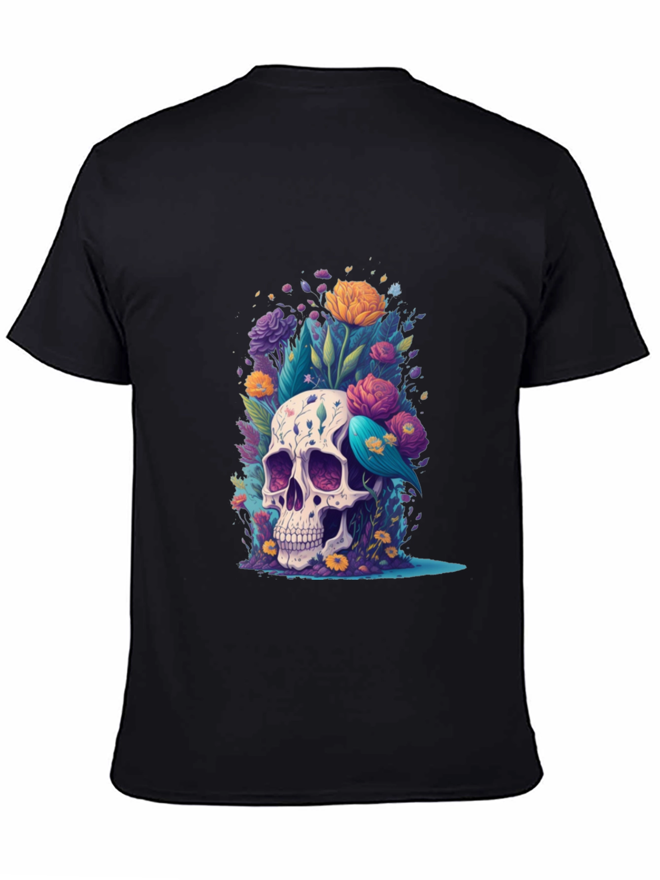 Black Floral Skull Graphic Tee - Stylish Comfort view 4