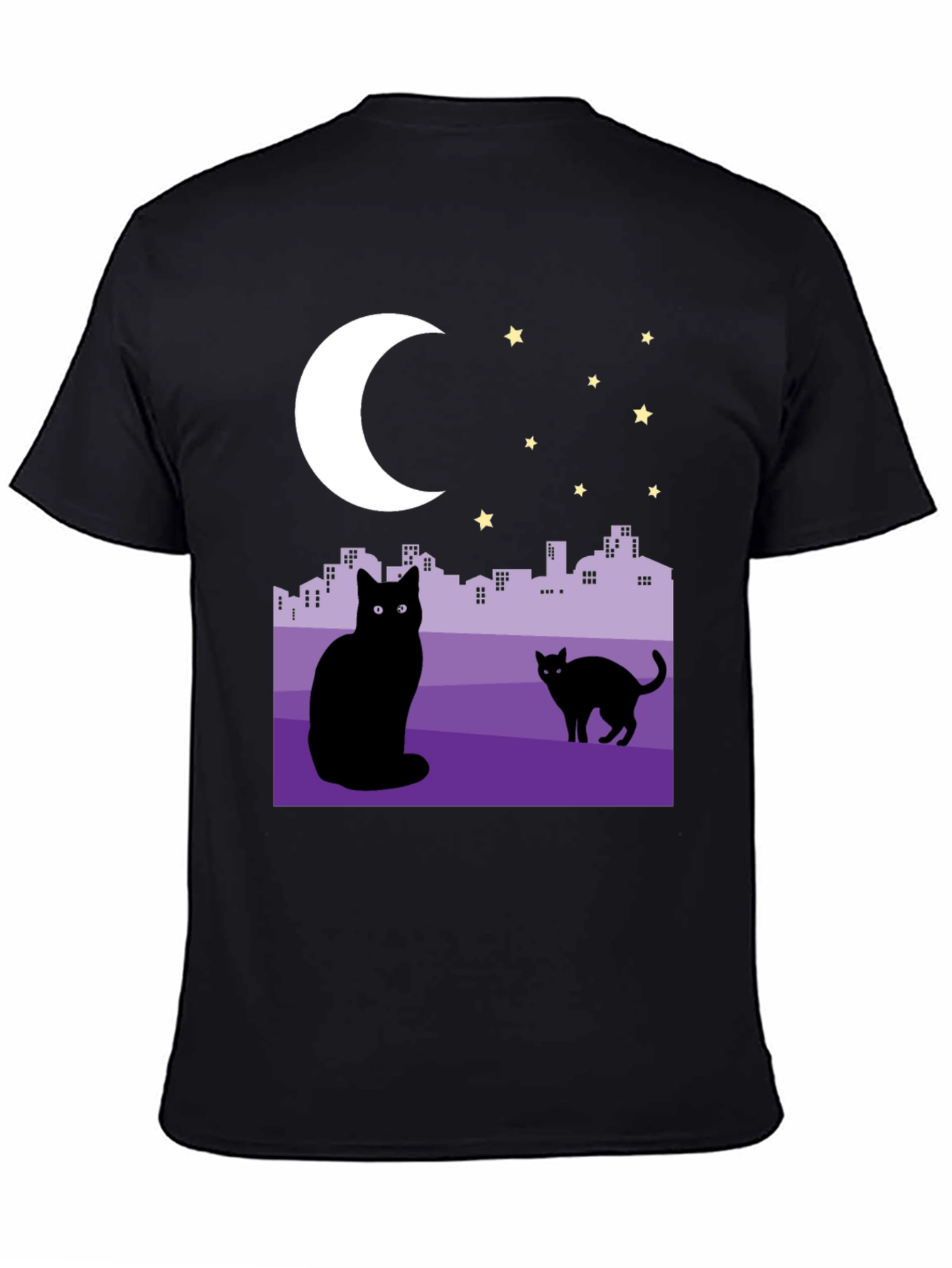 Black Cats Under the Moon Graphic T-Shirt view 4
