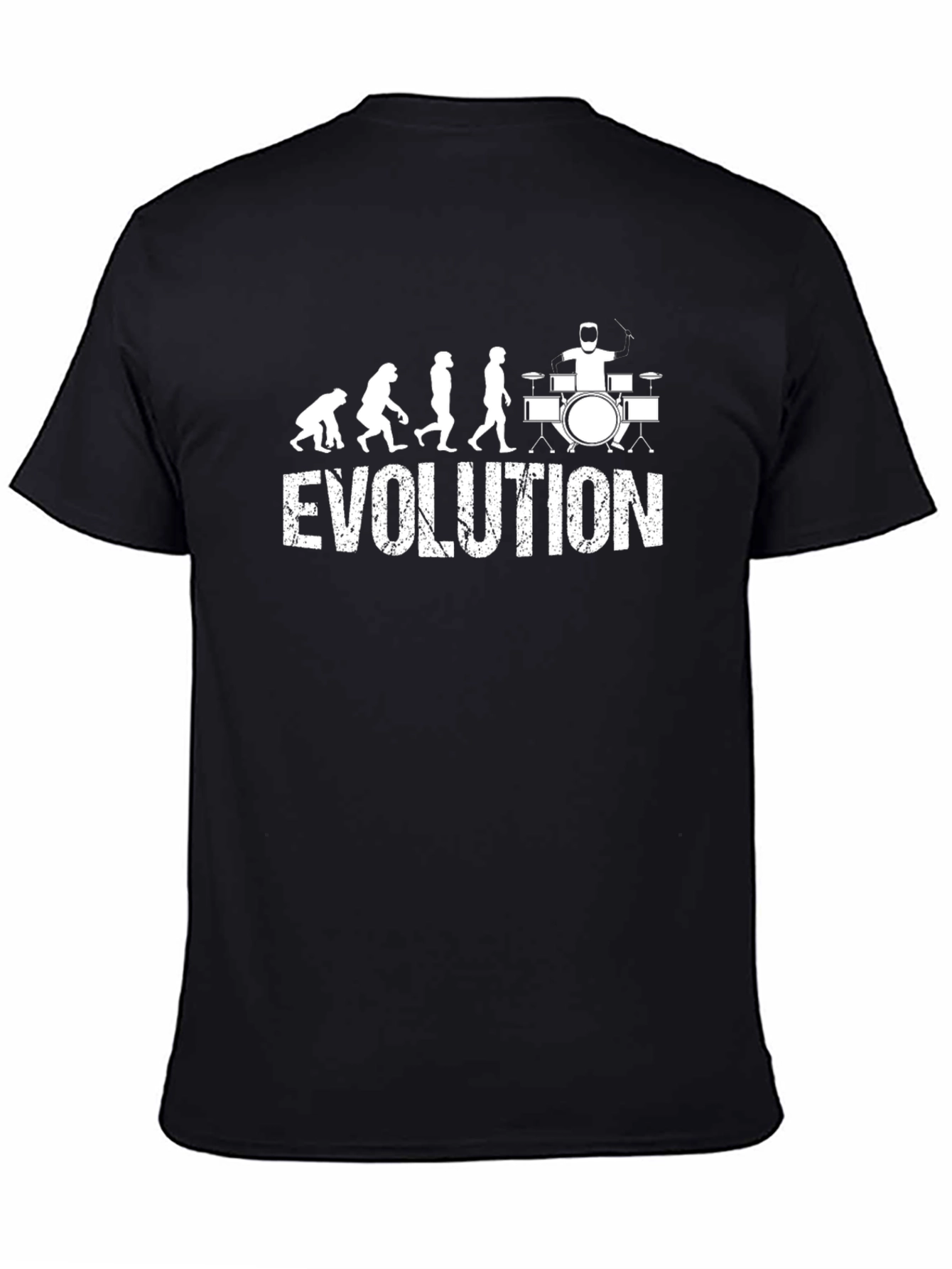Black Drummer Evolution T-Shirt - Black Cotton Tee view 4