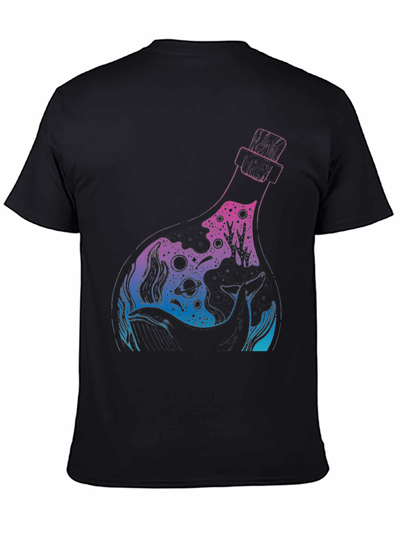 Black Whale Bottle Graphic Black T-Shirt view 4