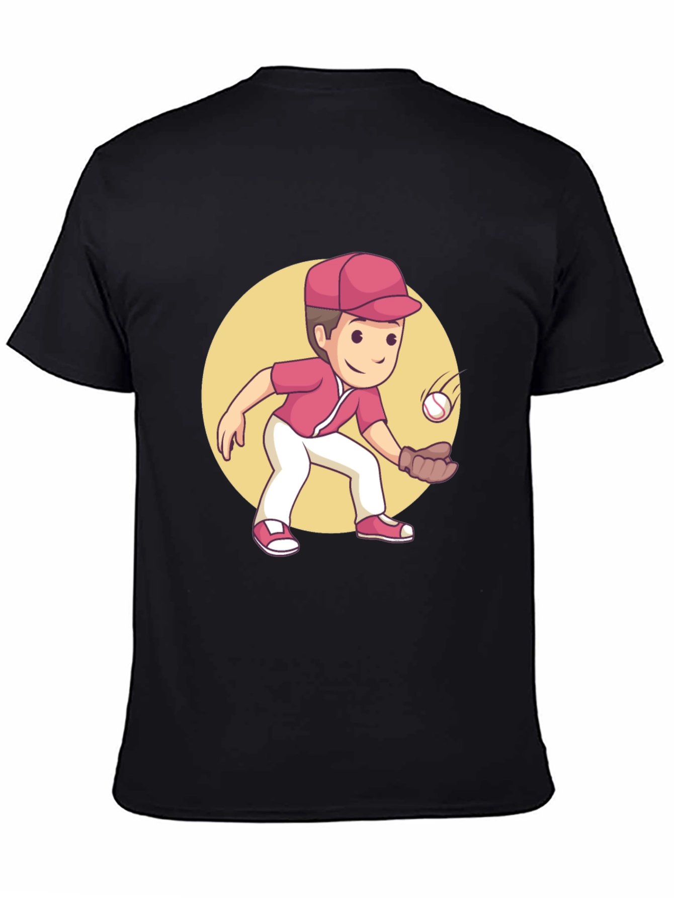 Black Cartoon Baseball Player Graphic Tee view 4