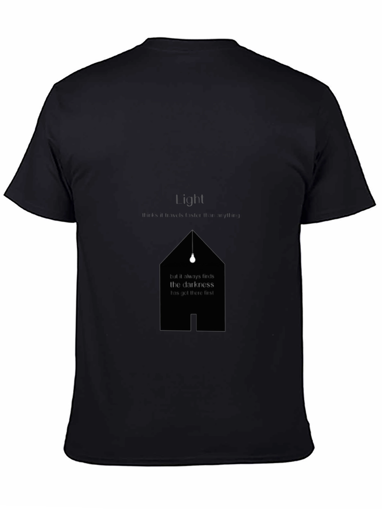 Black Modern 'Light' Graphic Print Black T-Shirt view 4