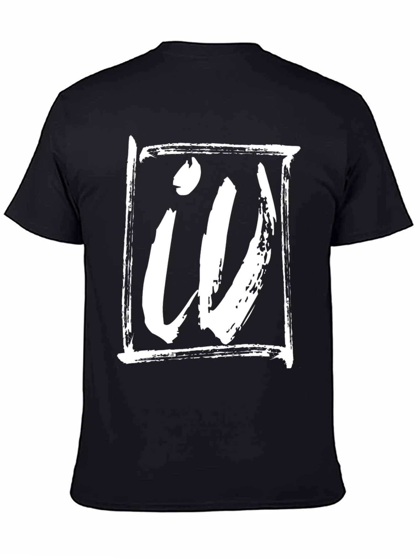Black Bold Graphic Tee - Black with White Abstract Design view 4