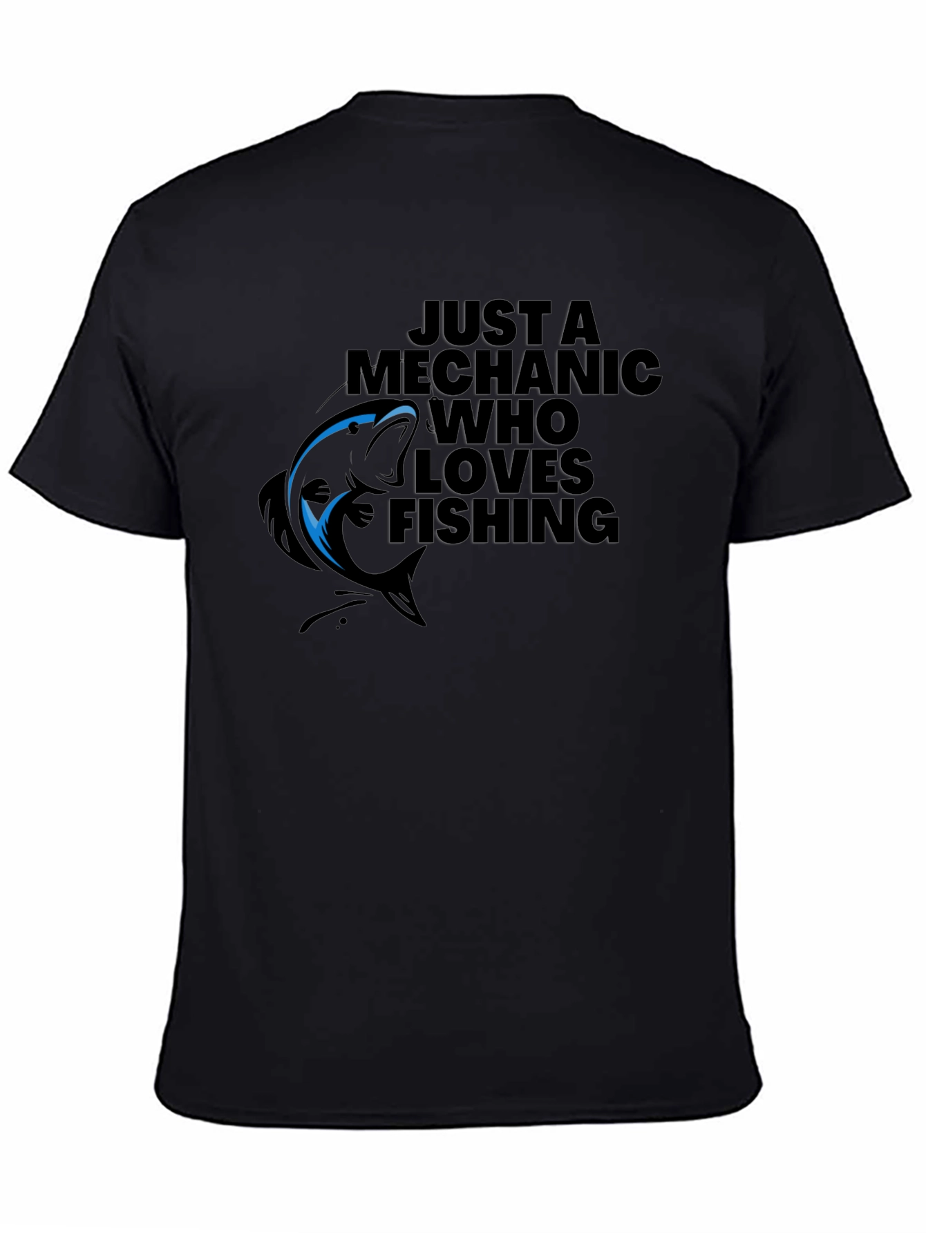 Black Mechanic Who Loves Fishing Black Graphic T-Shirt view 4