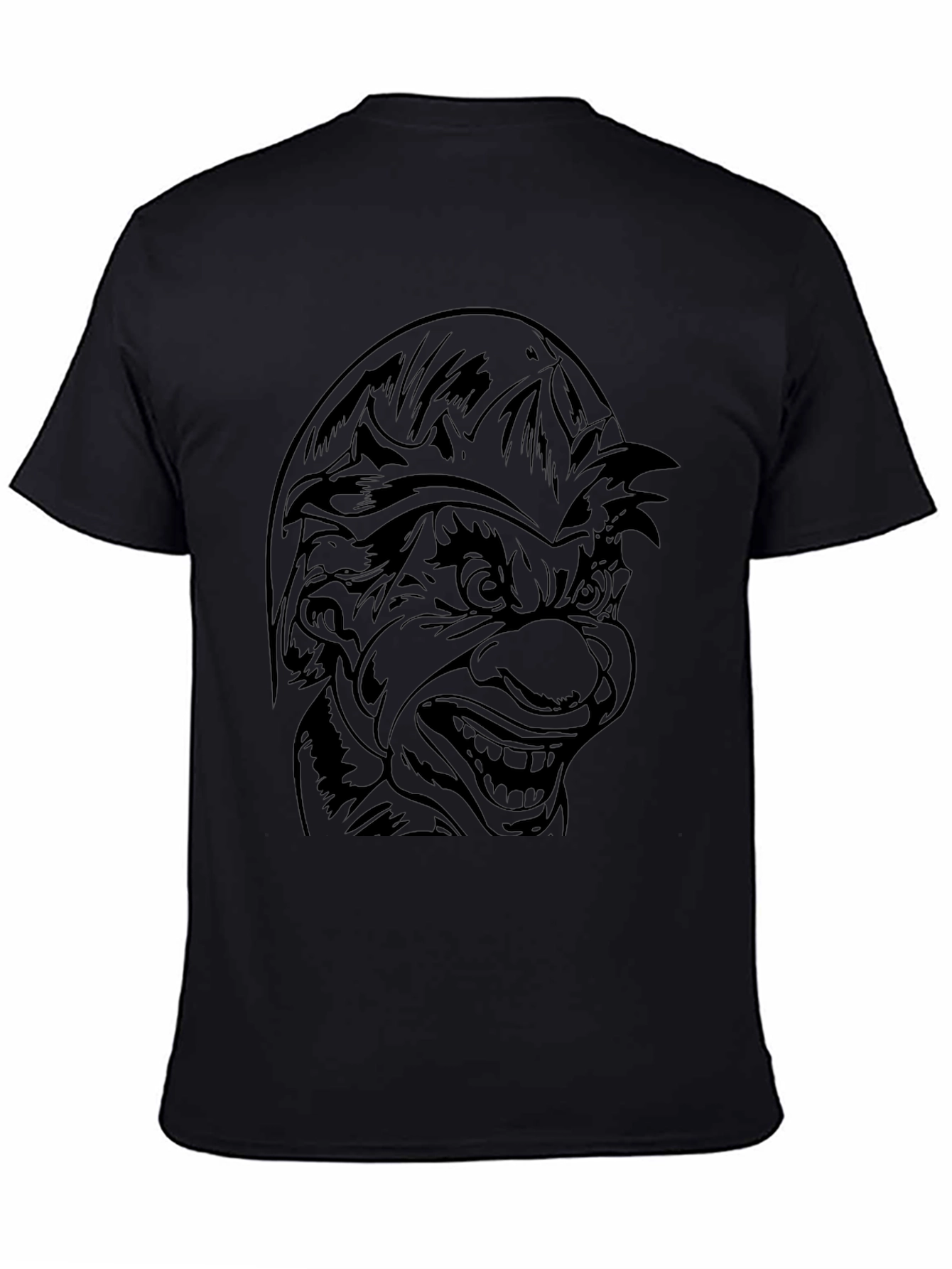 Black Men's Black T-Shirt - Goblin Face Graphic Tee view 4