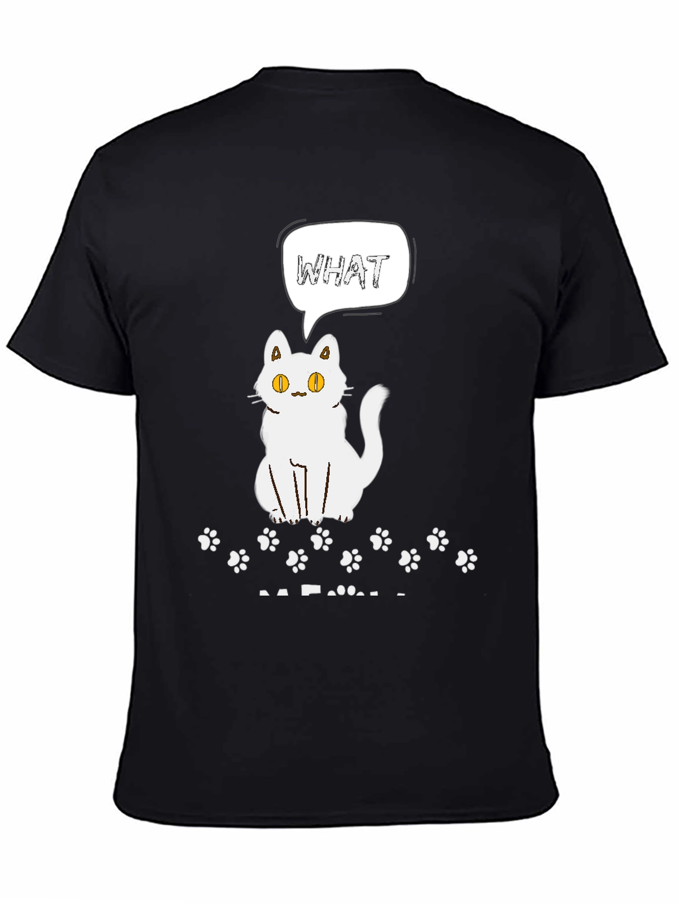 Black Funny Cat What T-Shirt for Men view 4