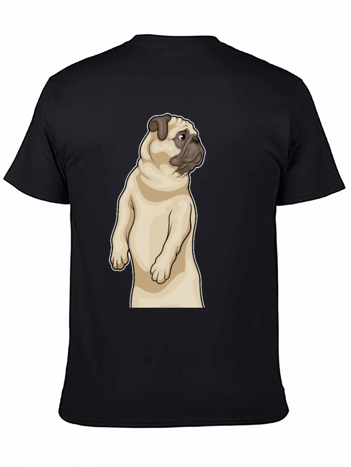 Black Pug Graphic Tee - Men's Black Short Sleeve Shirt view 4