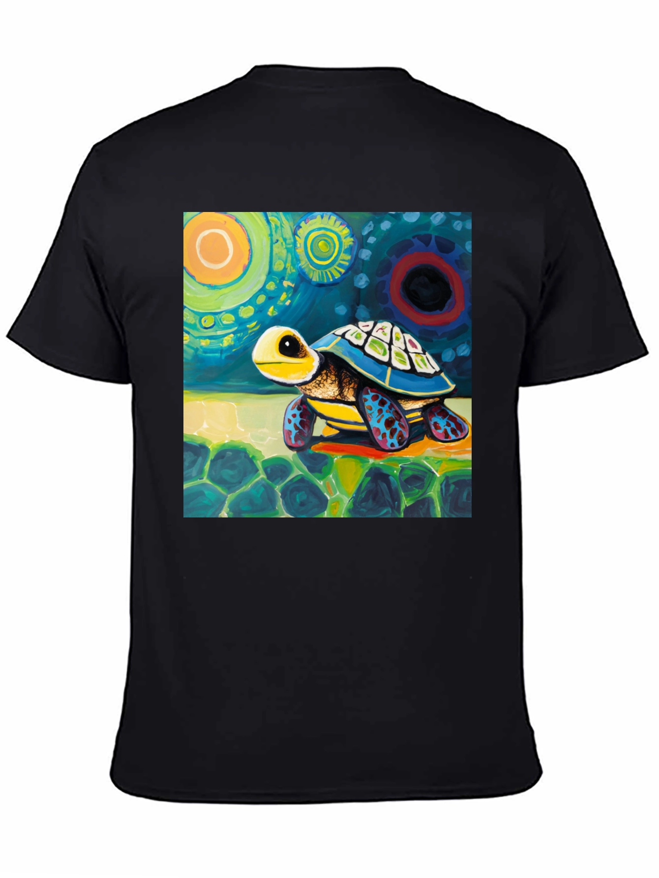 Black Artistic Turtle Graphic Tee - Unique Design view 4
