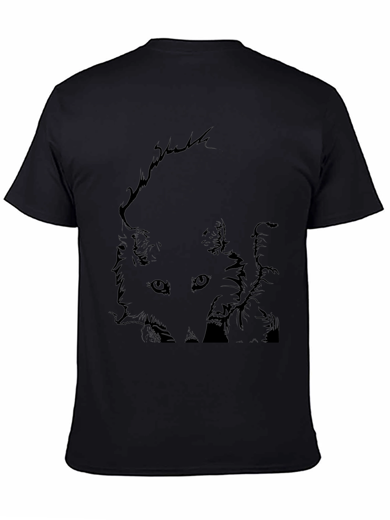 Black Black T-Shirt with Fox Graphic Print for Men view 4