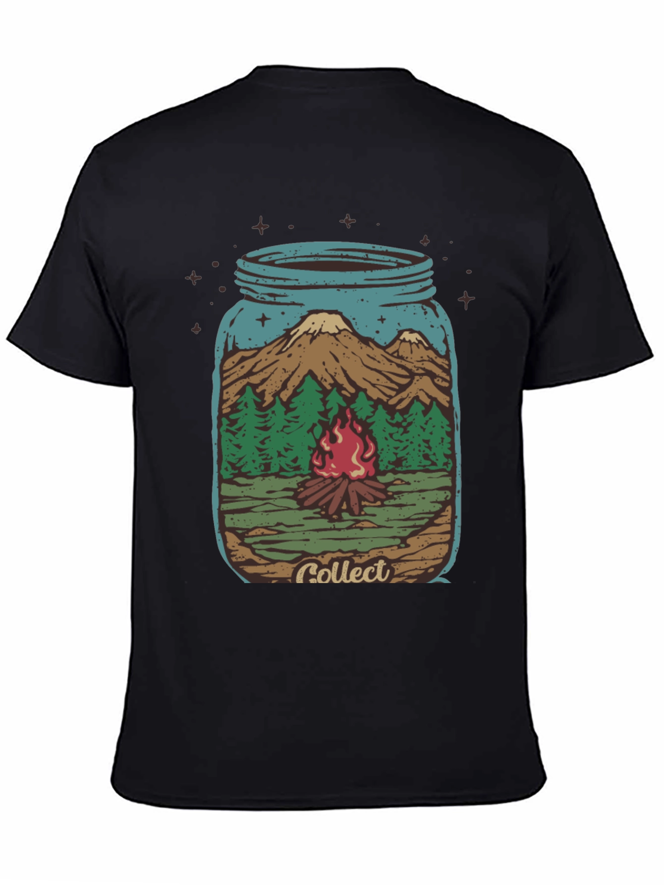 Black Camping Jar Graphic T-Shirt - Black view 4