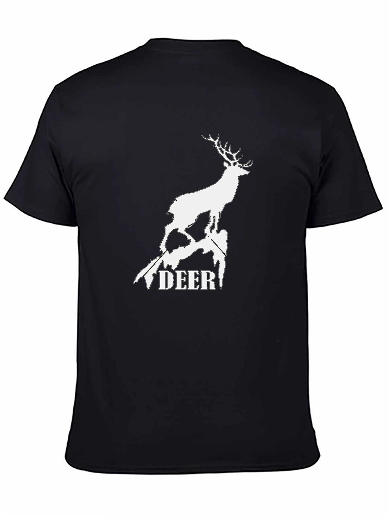 Black Deer Graphic Tee - Black Cotton T-Shirt view 4
