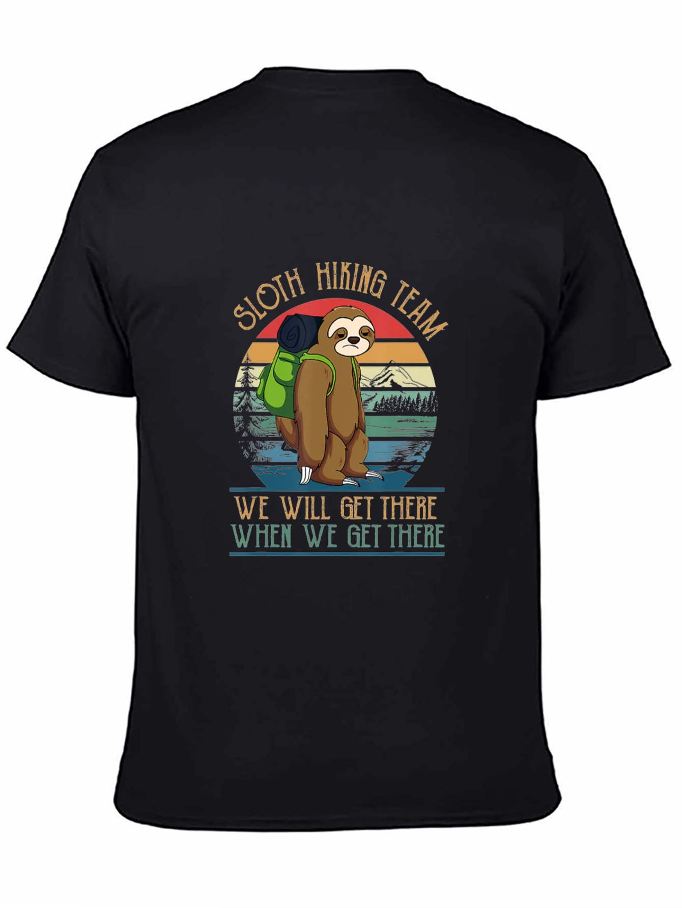 Black Sloth Hiking Team Graphic T-Shirt view 4